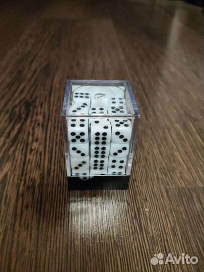 Набор кубиков D6. Прозрачные белый 12 мм. (36 шт)