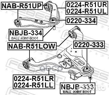 0224-R51UR рычаг верхний правый Nissan Navara