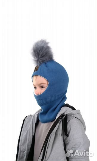 Шапка шлем зимняя для мальчика 50-52