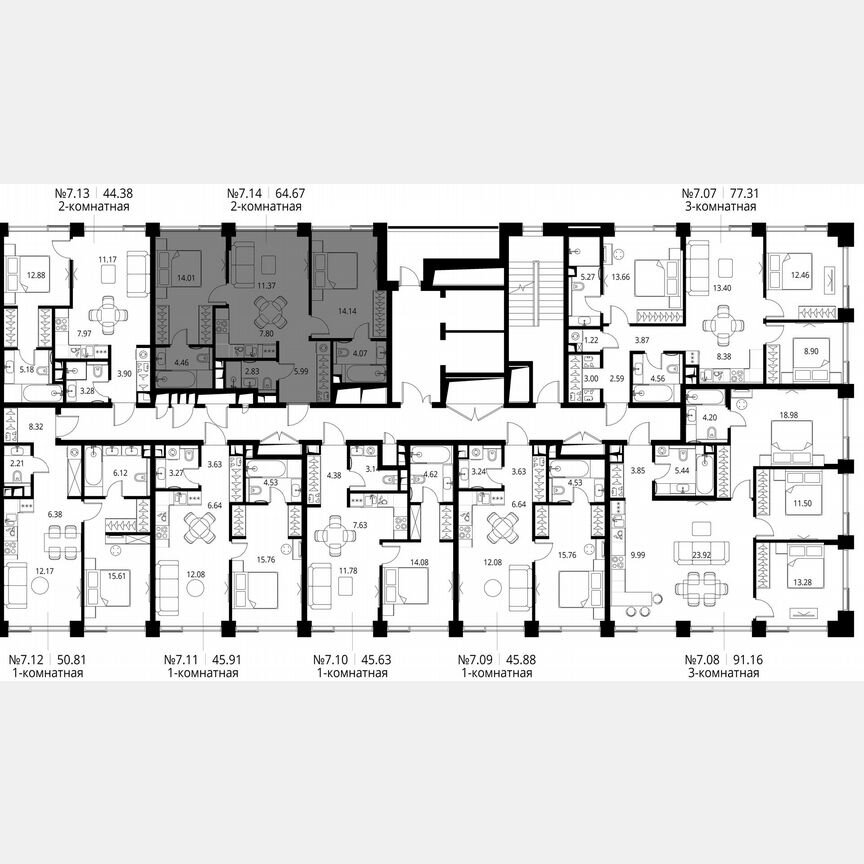 2-к. квартира, 64,7 м², 7/10 эт.