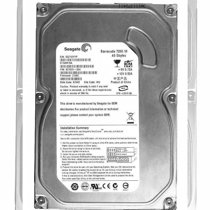 [ST340815A] Жесткий Диск Seagate 40gb Ide 3.5 St340815a