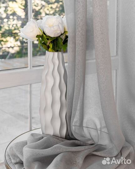 Тюль Дебора серый готовый на окна пошив