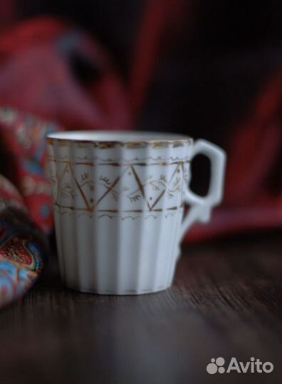 Кофейная пара антикварная Кузнецов фарфор