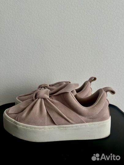 Слипоны/туфли H&M нат замша, розовые