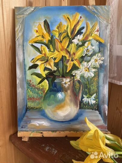 Картина маслом «Лилии», холст 30*40