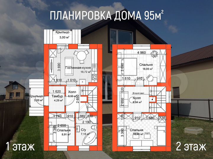 Дом 95 м² на участке 7 сот.