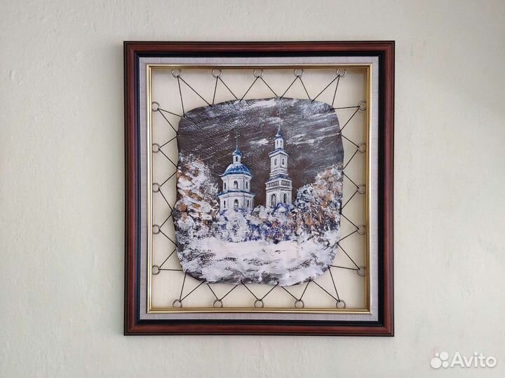 Картина панно на натуральной коже