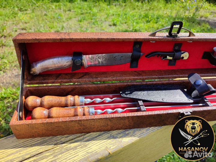 Подарочный шашлычный набор шампуров для пикника