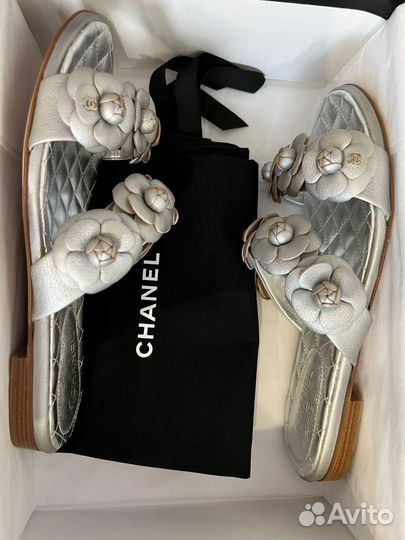 Chanel sandals camellia flower Шлёпанцы, сандали