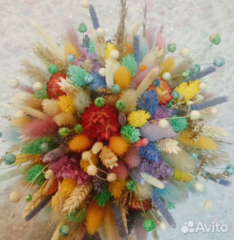 Букет сухоцветов в шляпной коробке