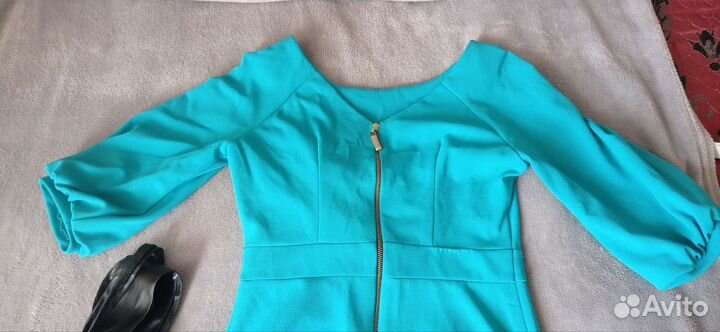 Бирюзовое платье в пол 48р