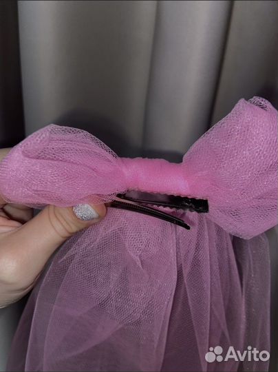 Фата для девичника на заколке с бантом