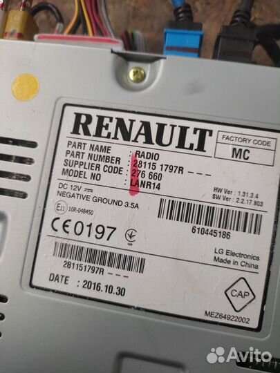 Блок радио Renault Megane 4 281151797r