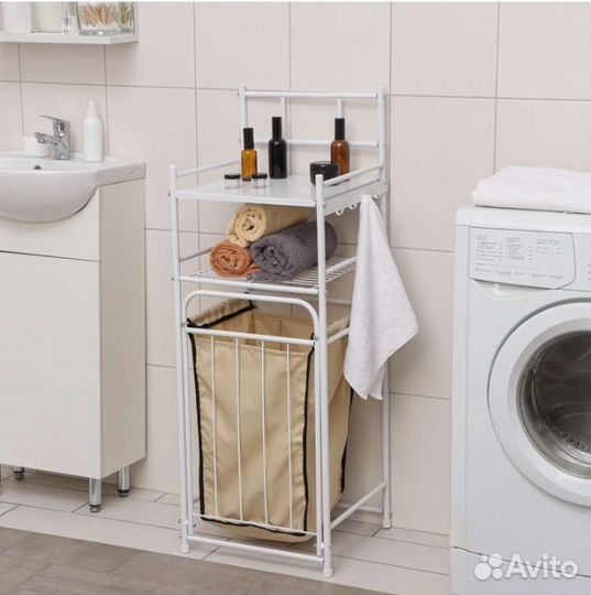 Стеллаж в ванную с корзиной новый