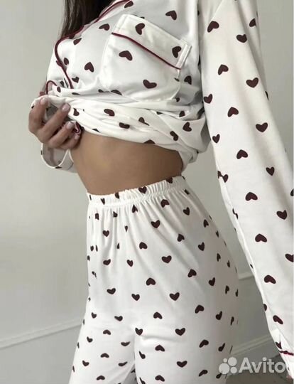 Мягкая пижамка с сердечками (хлопок)