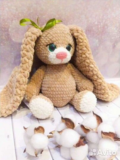 Заяц плюшевый, мягкая игрушка, ручная работа