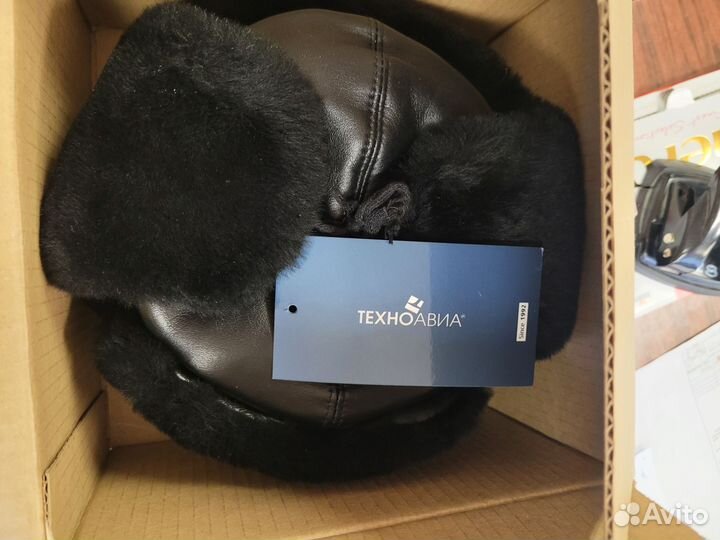 Шапка лётная меховая с кожанным верхом