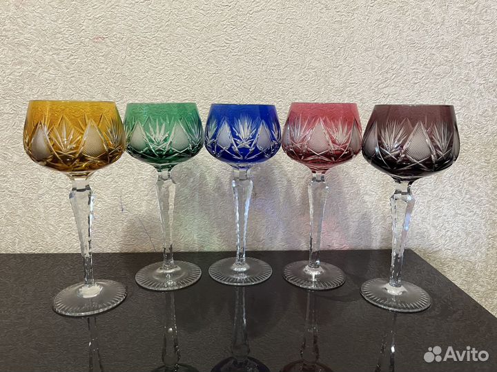 Фужеры цветной хрусталь СССР винтаж