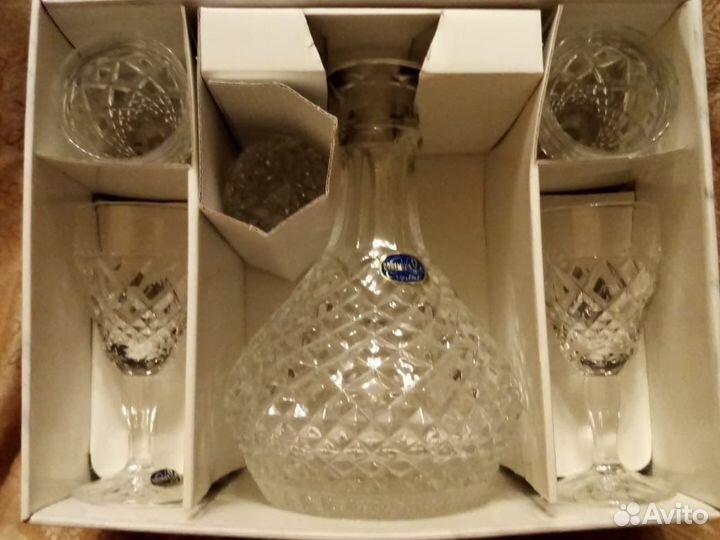 Набор графин и фужеры из чешского хрусталя