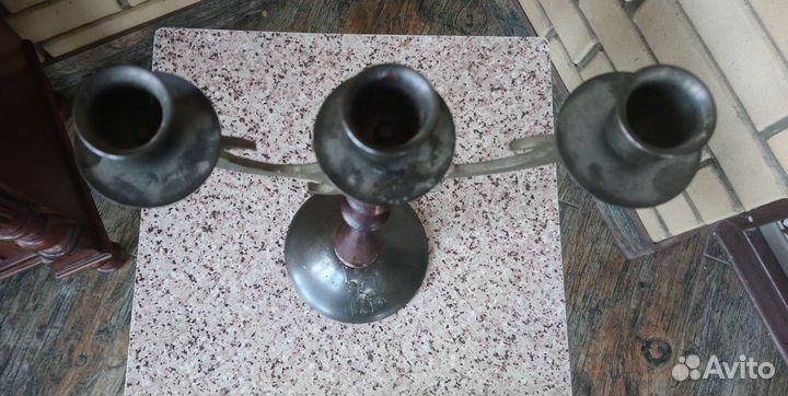 Подсвечник канделябр латунь дерево СССР