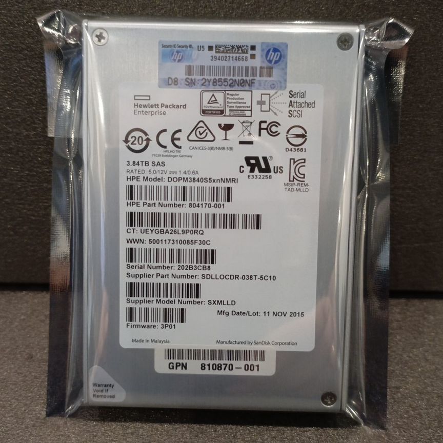 [804170-001] Ssd Hpe 3.84tb 2.5"Sas (Dopm3840s5xnnmri) 804170-001