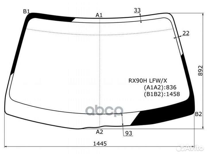 Стекло лобовое toyota mark II 92-96 RX90H LFW/X