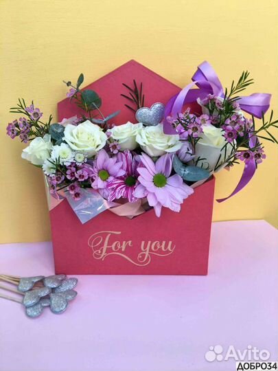 Коробка с цветами с доставкой Цветы в коробке