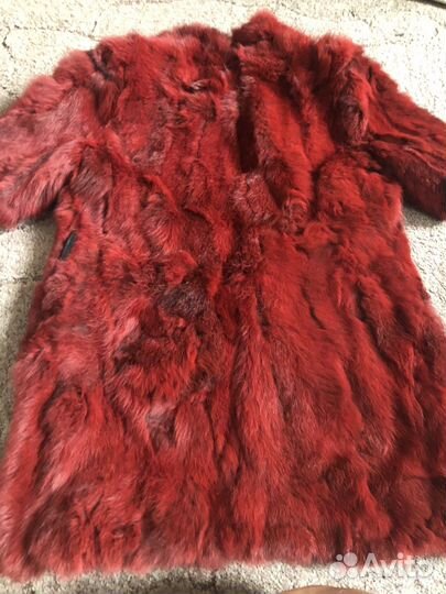 Шуба бордовая из кролика
