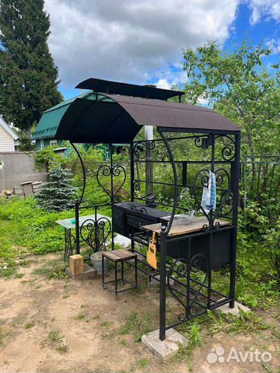 Мангальная зона с мойкой казан печь