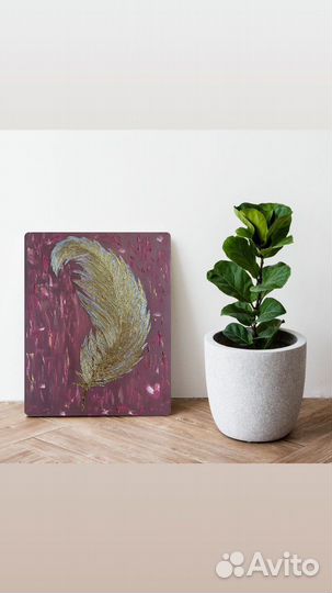 Картина маслом интерьерная абстракция с поталью