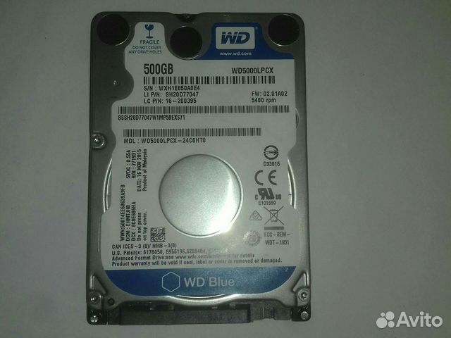 Жесткий диск WD blue 500 GB