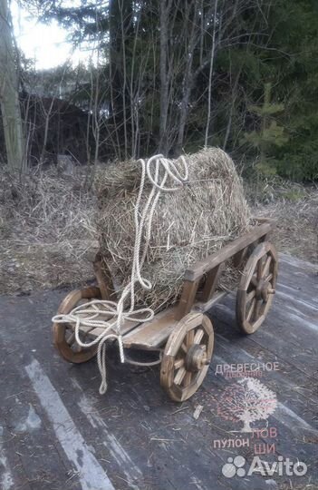 Деревянная декоративная телега для сада