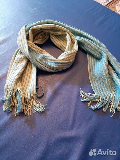 Шарф голубой - салатовый