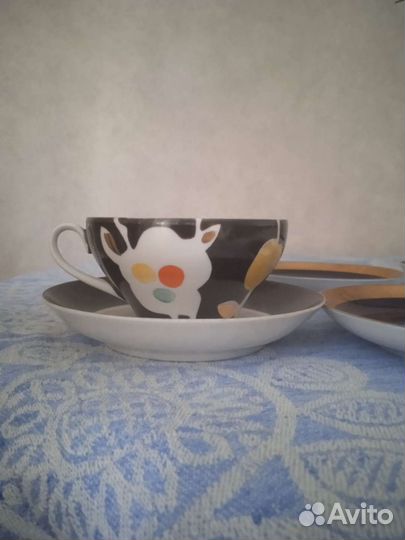 Чашка блюдце Дулево Маки, лфз кобальт