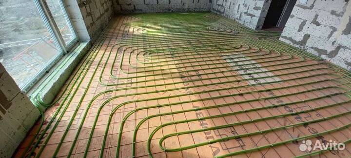 Водяной теплый пол, монтаж отопления, сантехник