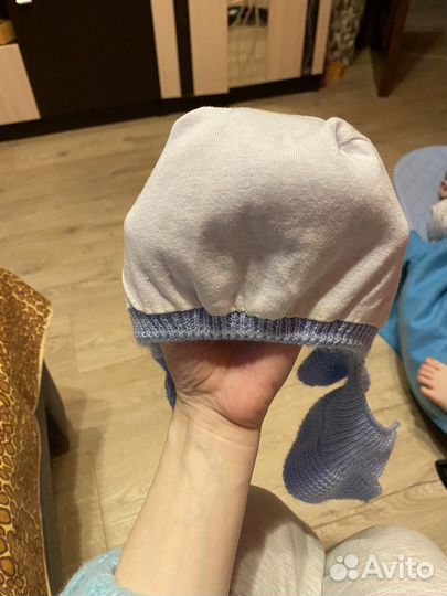 Шапка шлем шерсть мериноса журавлик 38-40