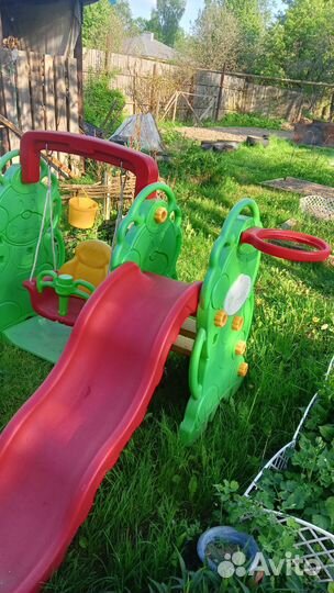 Детский игровой комплекс горка - качель-кольцо