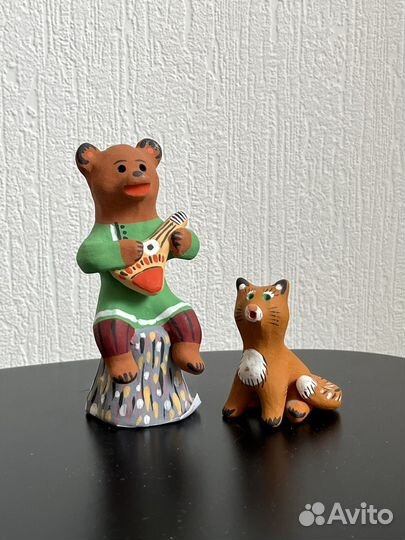 Глинянная игрушка Медведь и Лиса