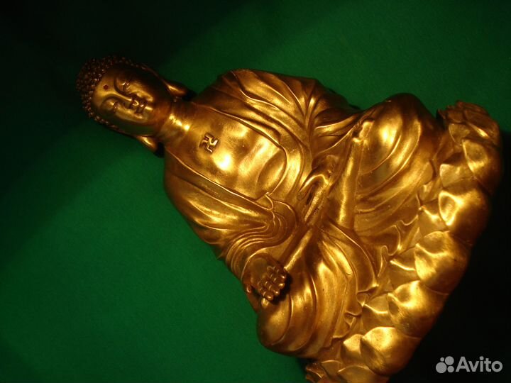 Золотой Будда Тибет Большая Бронза Антикварный 28