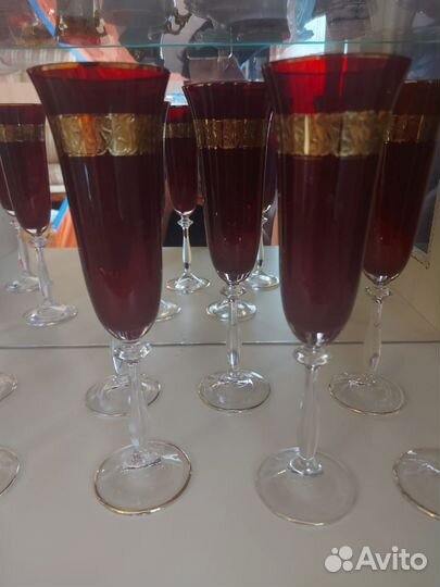 Фужеры бокалы богемия bohemia с позолотой Чехия