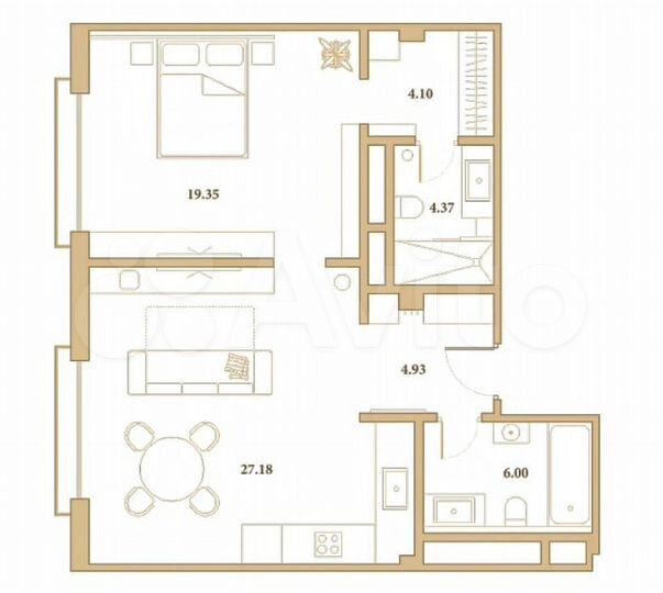 2-к. апартаменты, 73,3 м², 5/7 эт.