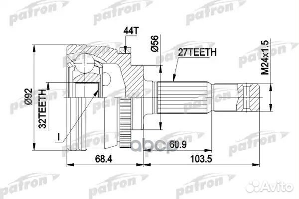 ШРУС наружн к-кт 27x56x32 ABS:44T nissan: prime