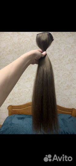 Волосы для наращивания натураььные 52см. Русый