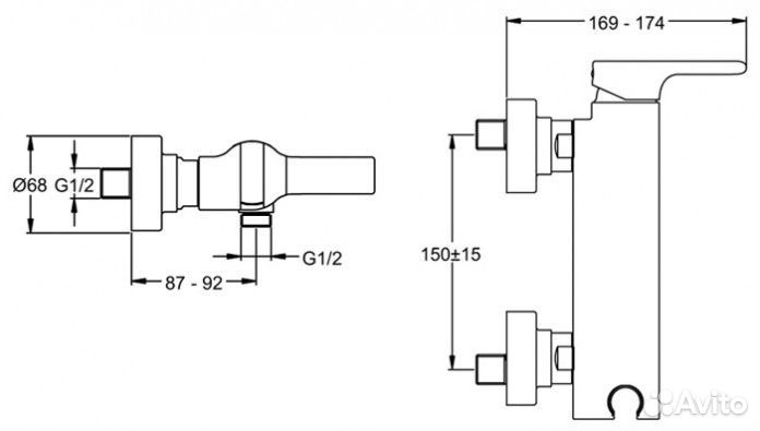 Смеситель для душа Jacob Delafon Singulier E10869-CP