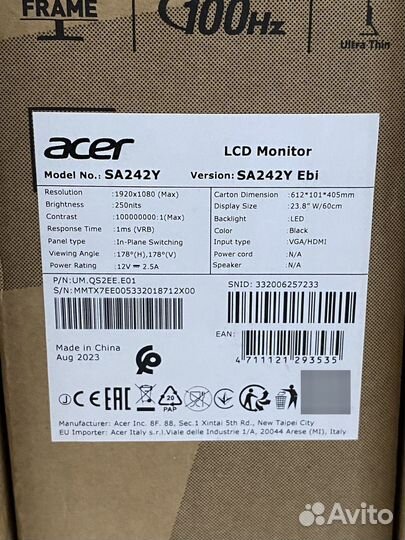 Новый монитор Acer 23.8