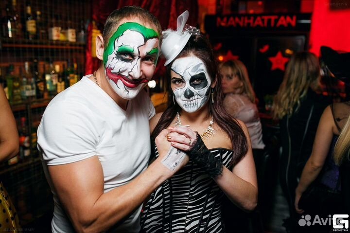 Аквагрим на хеллоуин, мейкап,тату,бьютибар