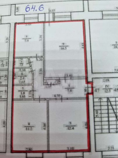 3-к. квартира, 64,6 м², 4/5 эт.