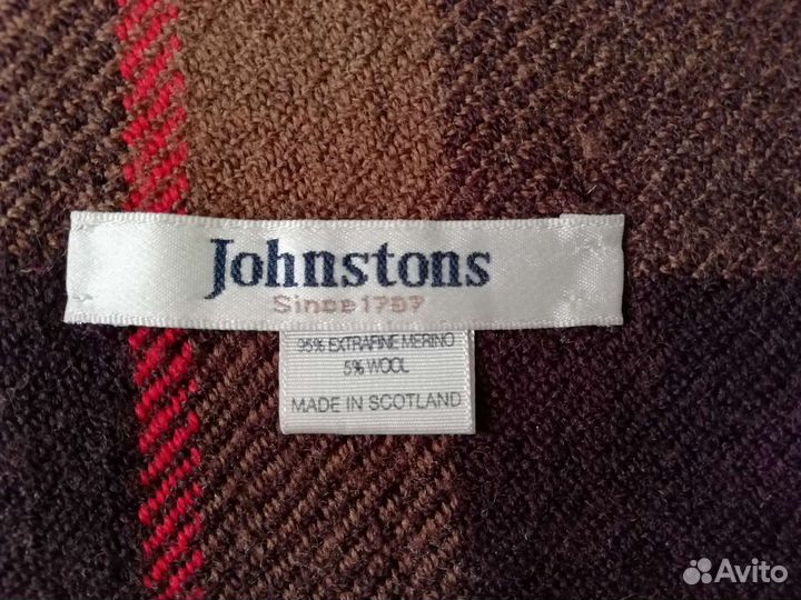 Шарф в клетку шерсть меринос Johnstons б/у отл