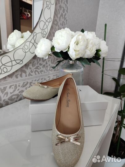 Балетки золотые, размер 36
