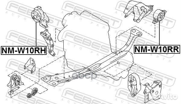 Подушка двигателя зад прав/лев NMW10RR Febest
